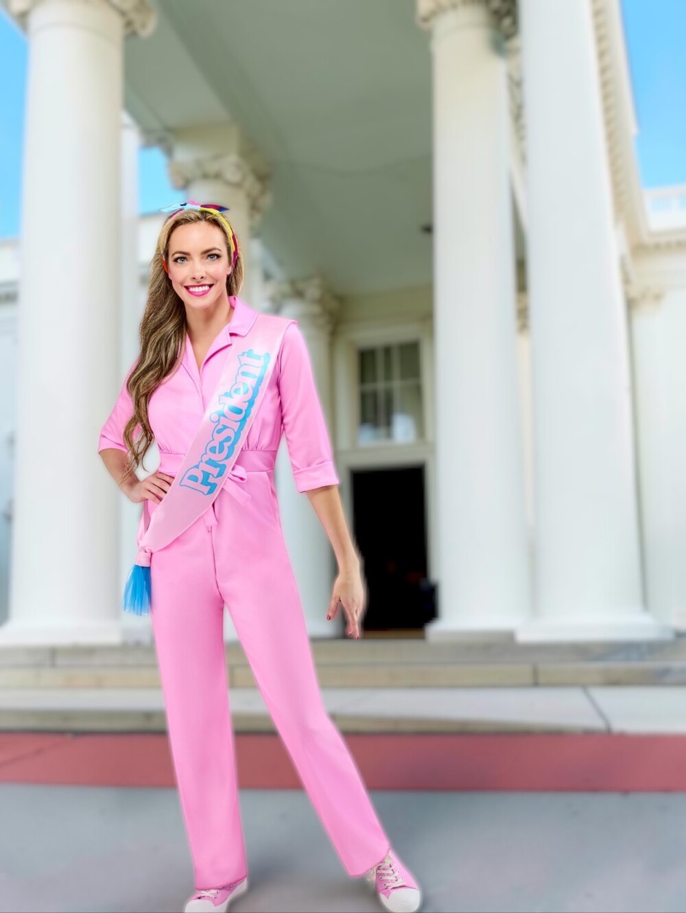 Rubies Women's President Barbie Costume Jumpsuit With Headband and Sash, XL